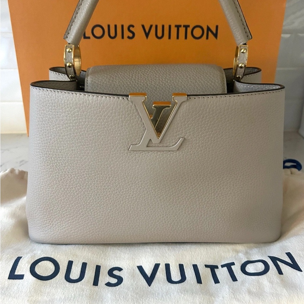 Louis Vuitton Capucines PM Tan Shoulder Bag with Gold Hardware